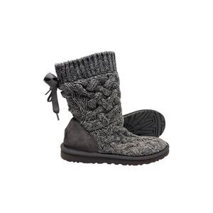UGG Boots Cable Knit Slouchy shoes Size 8 Grey Cream womens